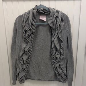 Romeo & Juliet Couture Gray Ruffled Cardigan